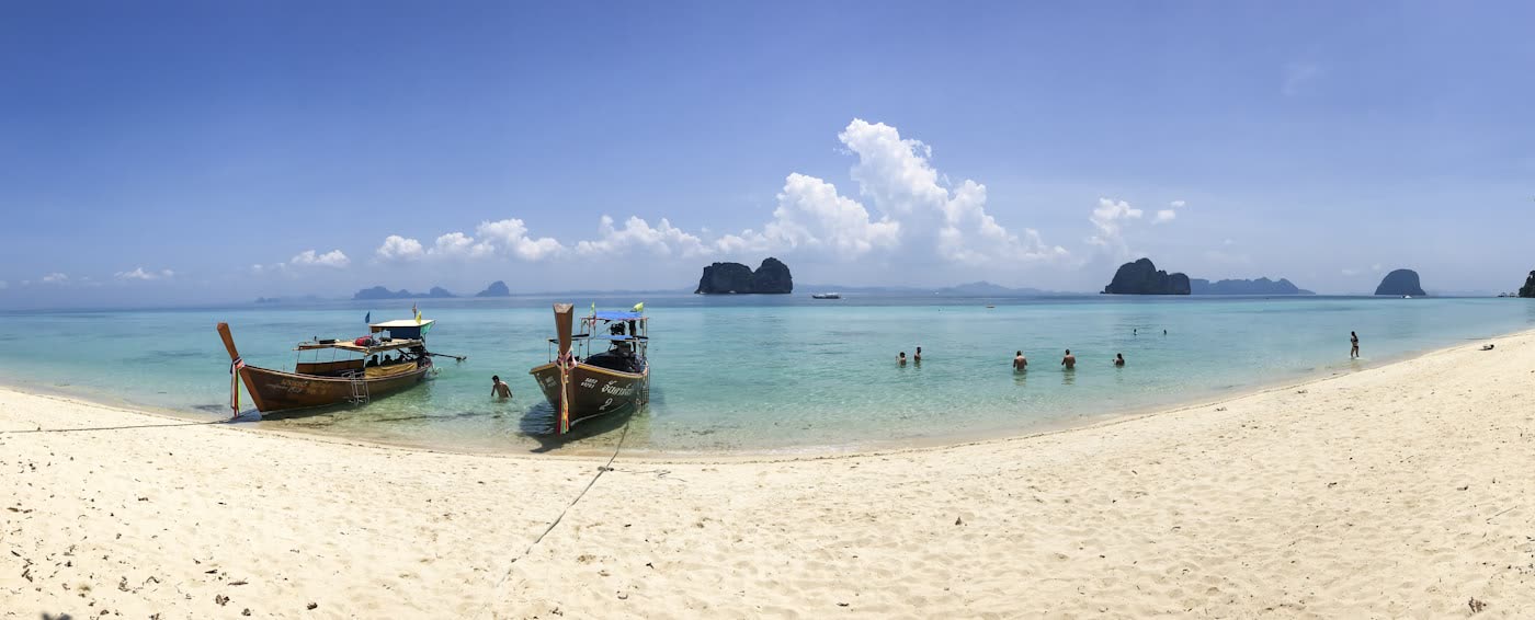 Longtail boats on a beach near Koh Lanta